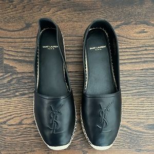 Saint Laurent Logo Leather Espadrilles